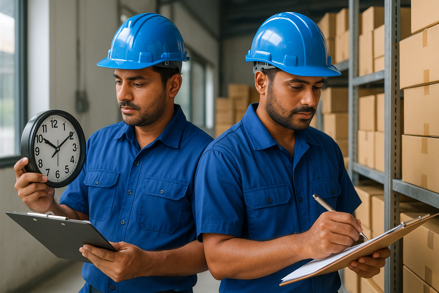A timekeeper managing records in a Dubai office environment